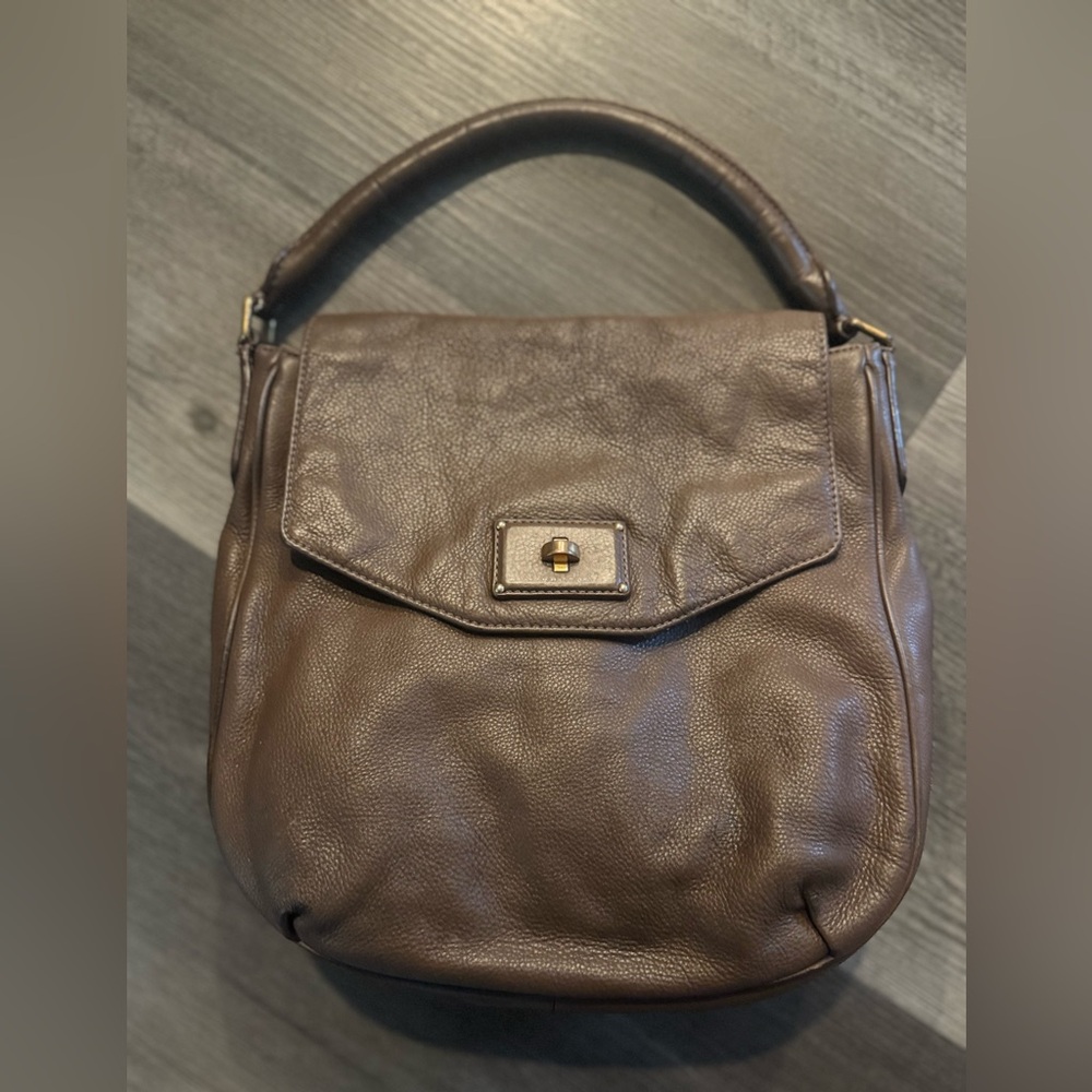 Marc by Marc Jacobs Classic Mocha Brown Pebbled Leather Hobo Top Handle Bag